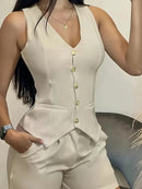 Women's Suit Vest and Shorts Set