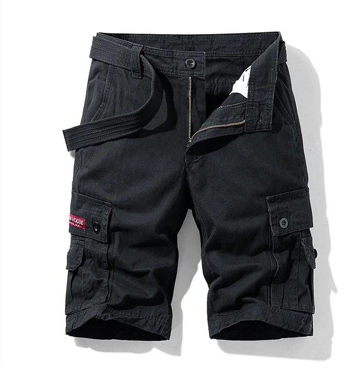 2025 New Summer men's fashionable multi pocket workwear shorts thin casual and fashionable denim multi pocket shorts - FlyStore