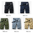 2025 New Summer men's fashionable multi pocket workwear shorts thin casual and fashionable denim multi pocket shorts - FlyStore