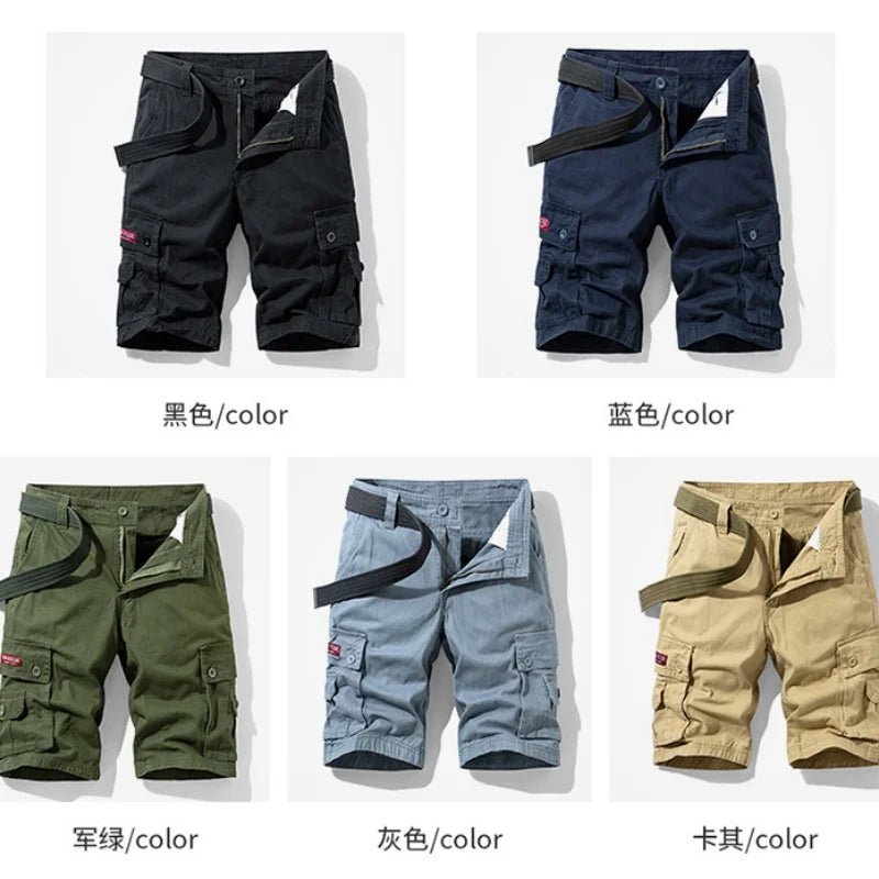 2025 New Summer men's fashionable multi pocket workwear shorts thin casual and fashionable denim multi pocket shorts - FlyStore