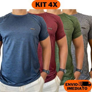 4 Camisetas Masculinas Malha Fria Kit Dry Fit Camisa Treino Academia - FlyStore