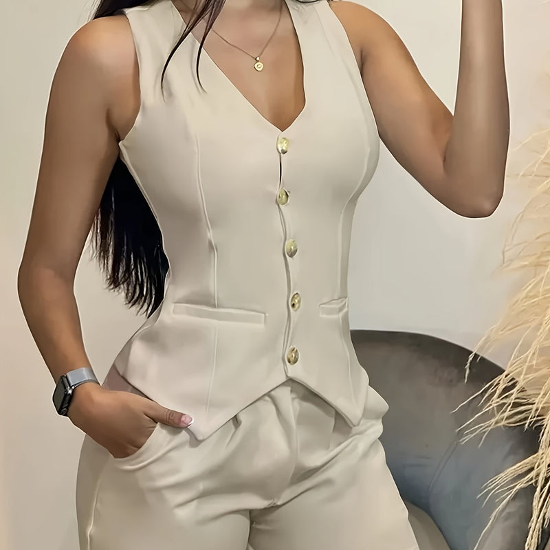 Women's Suit Vest and Shorts Set