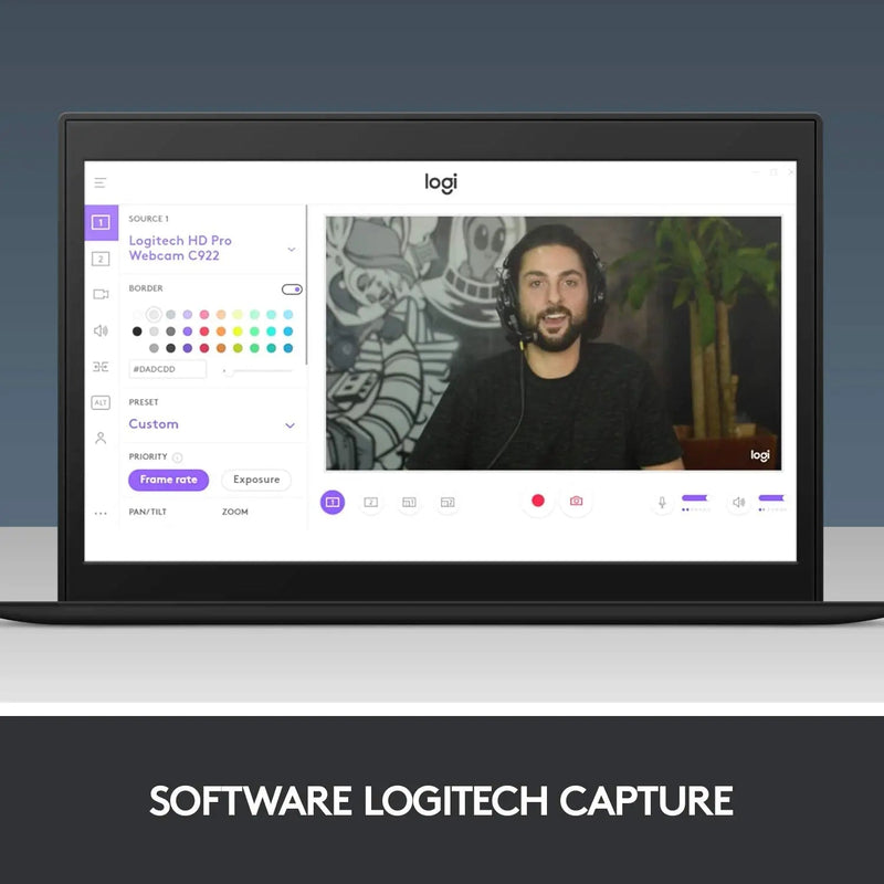 Original Logitech C922 Pro Stream Webcam 1080P Camera for HD Video Streaming & Recording 720P at 60Fps with Tripod Included - FlyStore