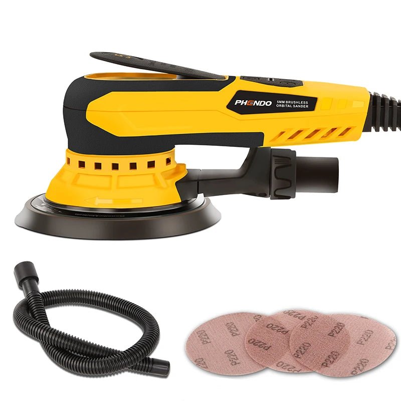 PHENDO Multi - function Brushless 350W Random Orbital Sander Variable Speed Corded Polisher For Finishing Corners Car Wood - FlyStore
