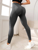 Sports Pants With Sexy Lines Lifting Buttocks Sports Tight Pants Women's High Waisted Elastic Fitness Pants Running Yoga Pants - FlyStore