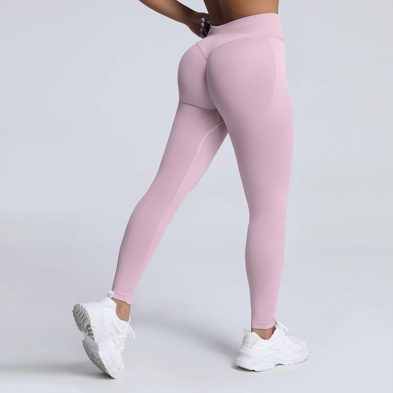 VEQKING Scrunch Butt Women Yoga Pants Seamless Sports Leggings Low Waist Gym Fitness Tights Quick Drying Fall Warm Workout Pants - FlyStore