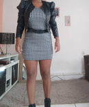 Vestido curto feminino xadrez tubinho de alcinha canelado moda blogueira - FlyStore